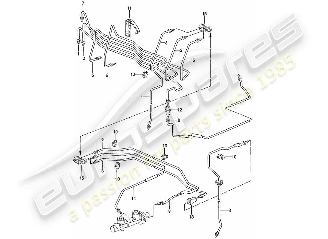 porsche 944 (1991) brake lines - anti-locking brake syst. -abs- part diagram