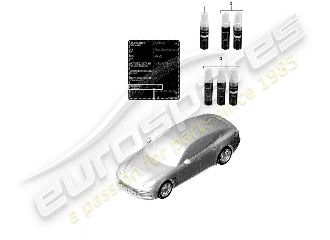 porsche panamera 971 (2018) paint touch-up stick part diagram