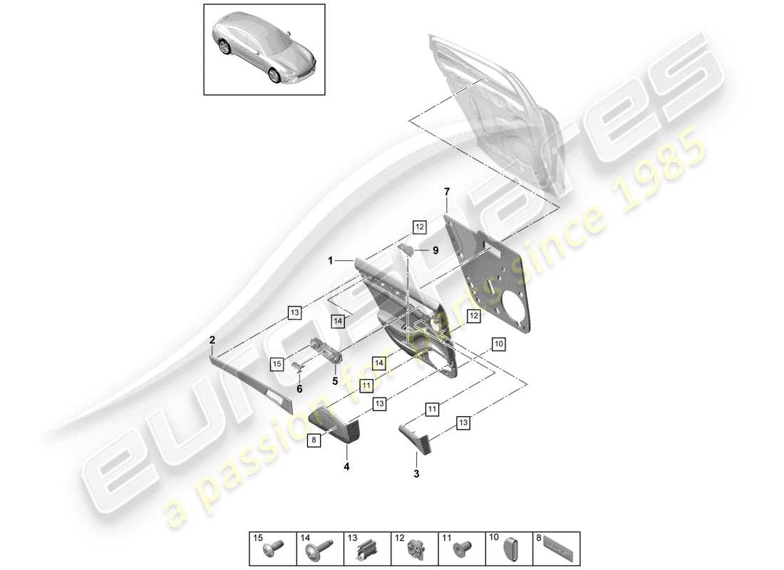 porsche panamera 971 (2018) door panel part diagram