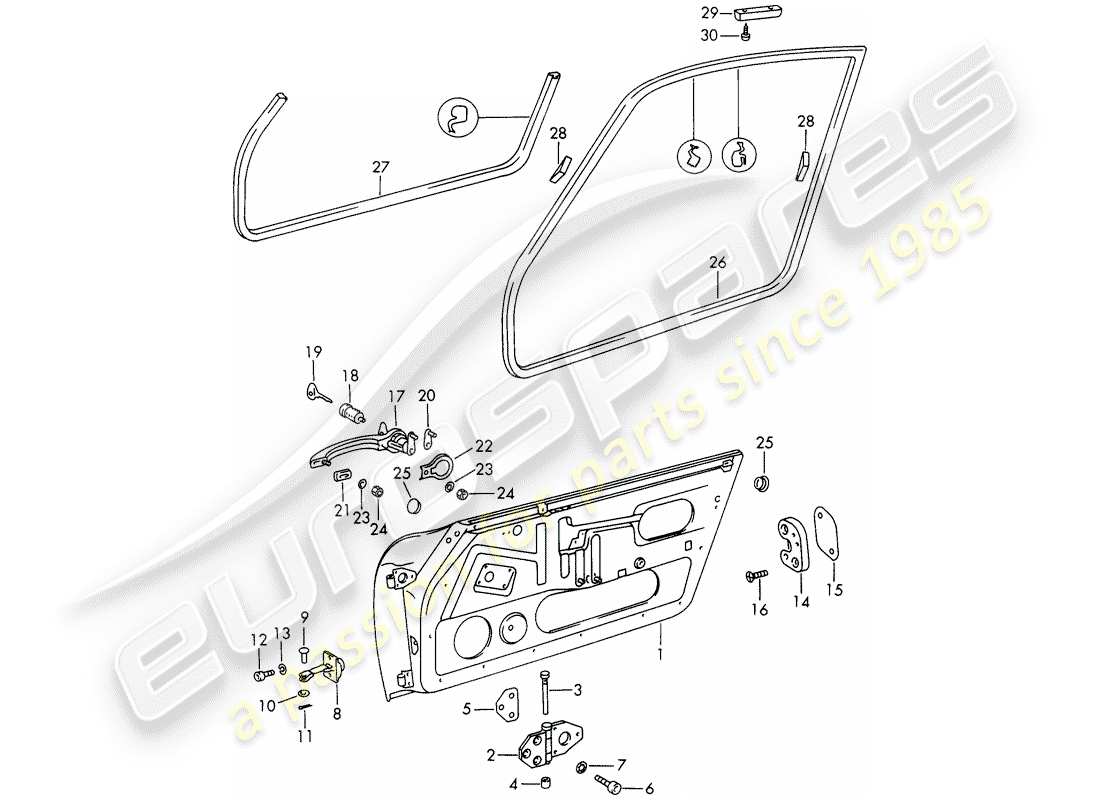 porsche 911/912 (1969) doors part diagram