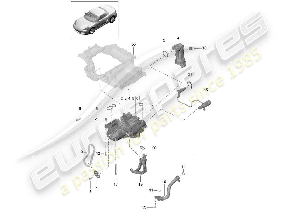 porsche 718 boxster (2019) engine (oil press./lubrica.) part diagram