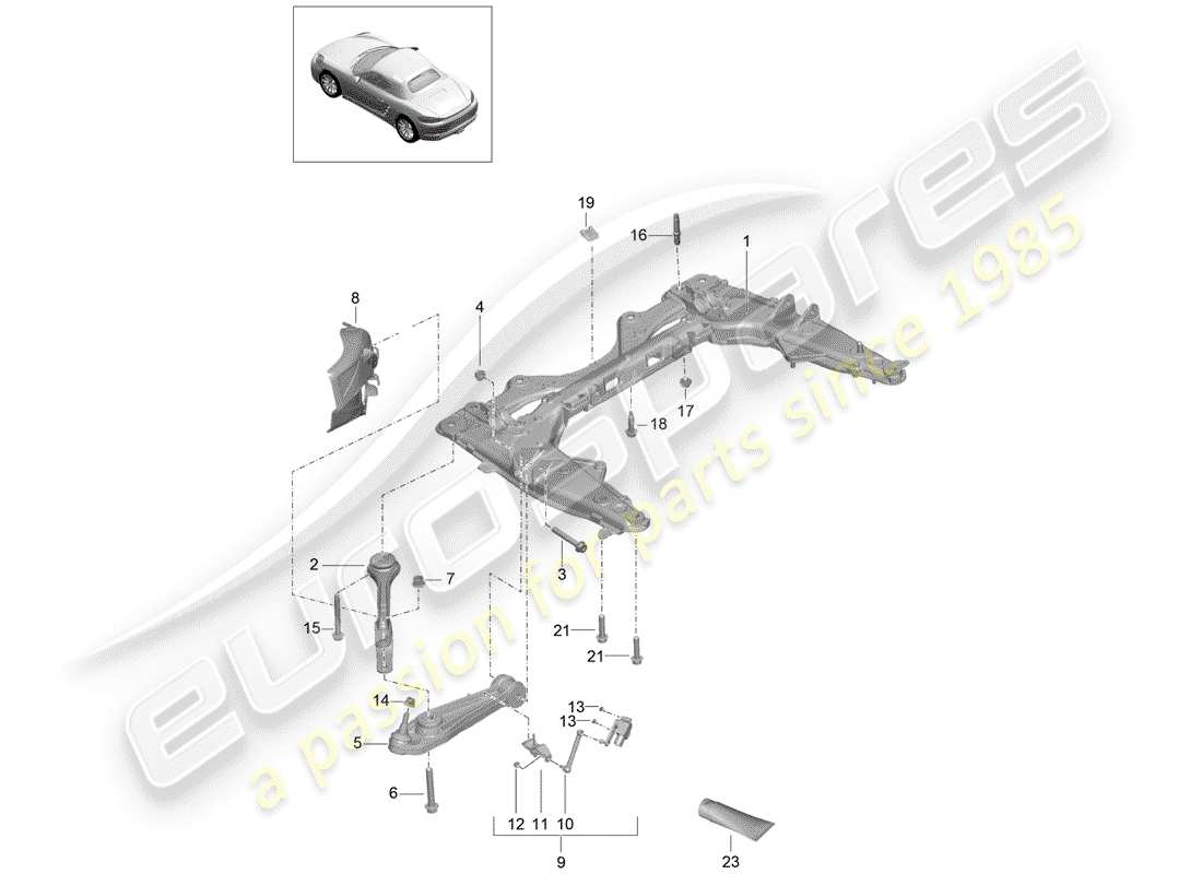 porsche 718 boxster (2019) cross member part diagram