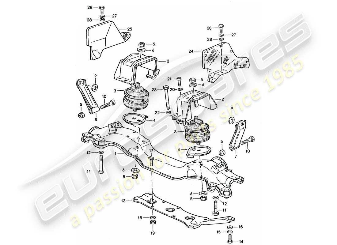 porsche 928 (1992) engine suspension part diagram