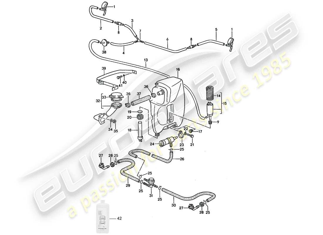 porsche 928 (1992) windshield washer unit - headlight washer system part diagram