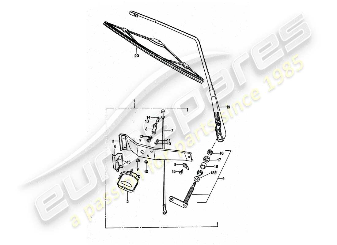 porsche 911 turbo (1977) rear window wiper part diagram