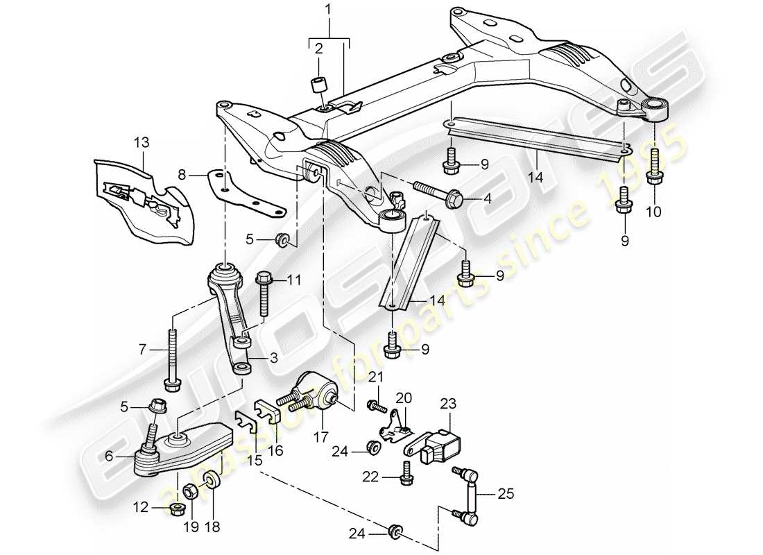 porsche 996 gt3 (2001) cross member - track control arm part diagram