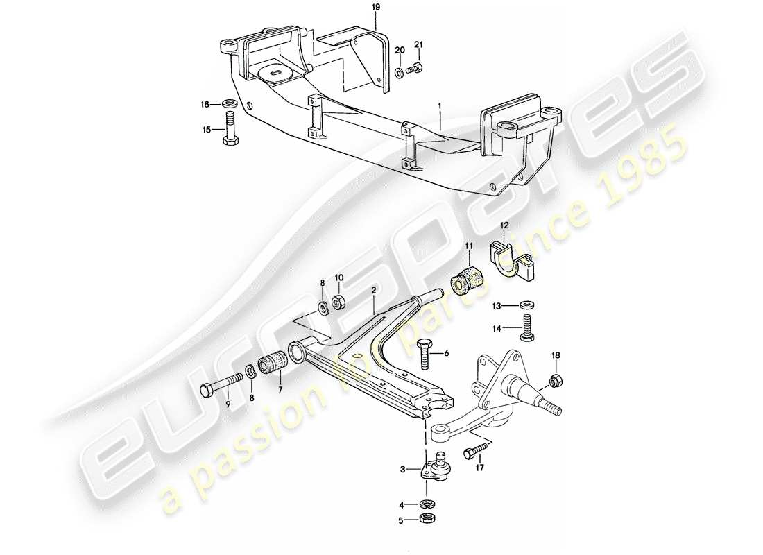 porsche 944 (1983) track control arm - cross member part diagram