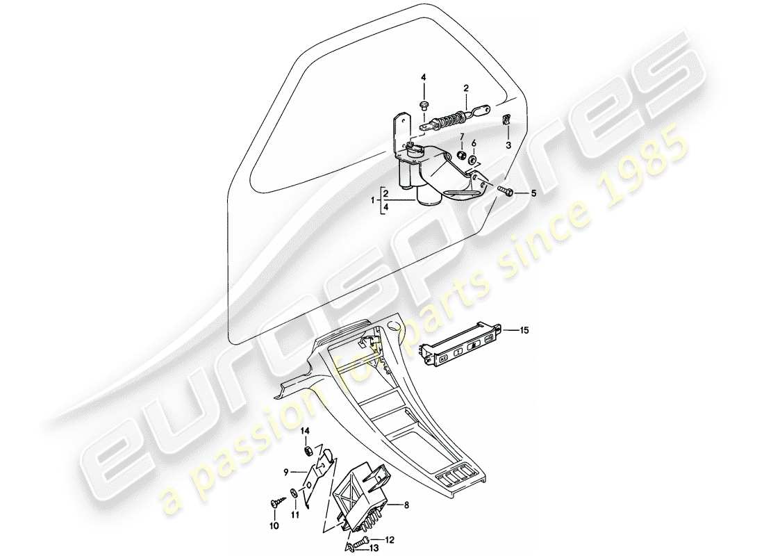 porsche 928 (1986) central locking system part diagram