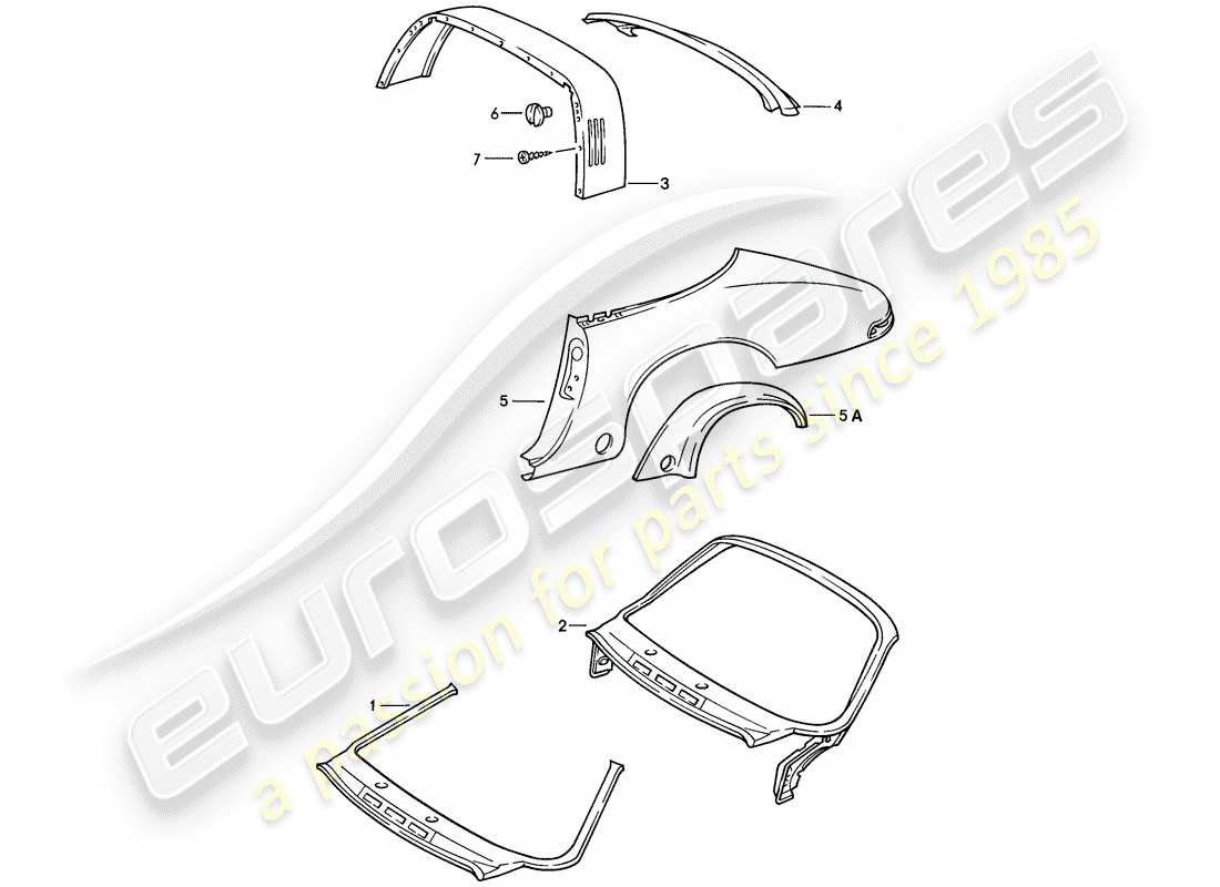 porsche 911 (1986) exterior panelling - to fit use workshop material part diagram