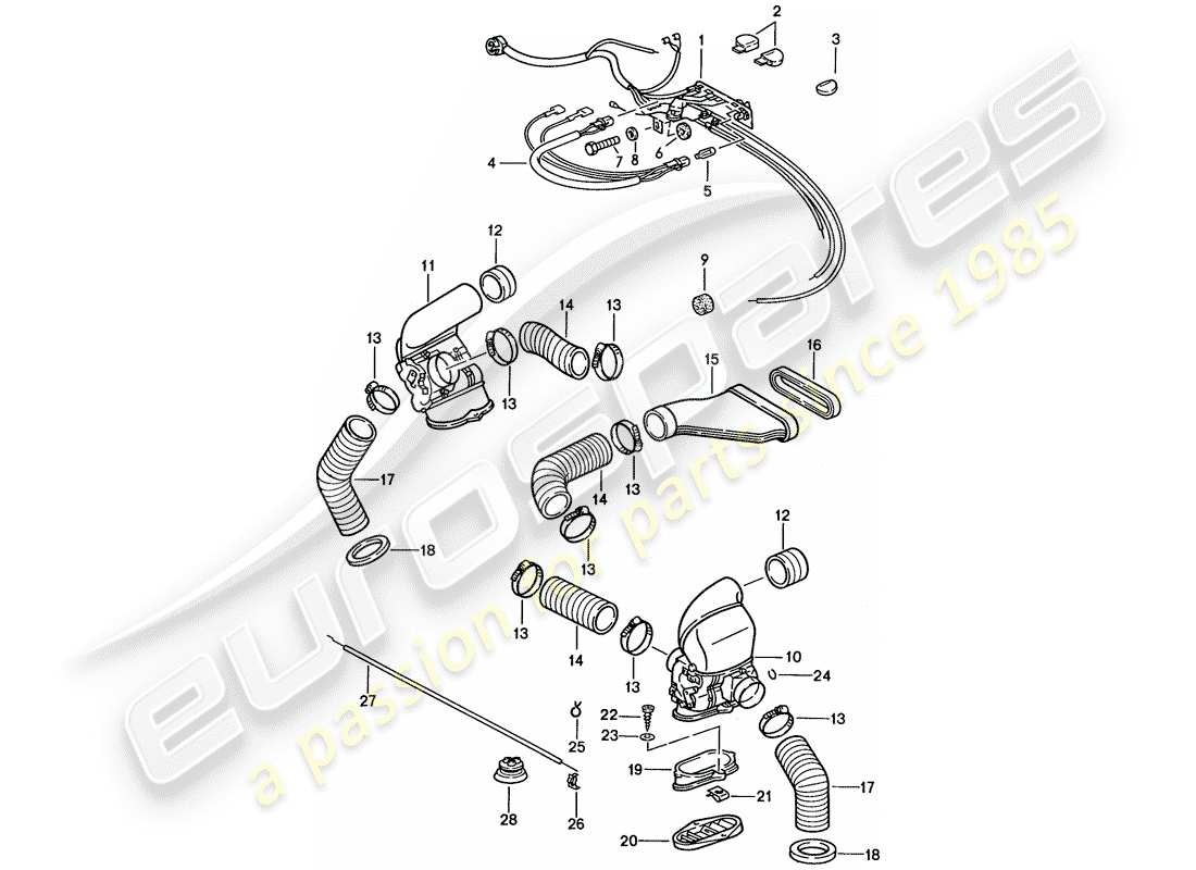 porsche 911 (1989) ventilation - heating system 2 part diagram