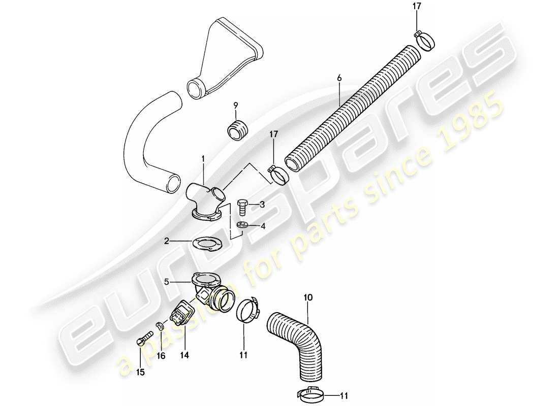 porsche 911 (1988) cooling air duct part diagram