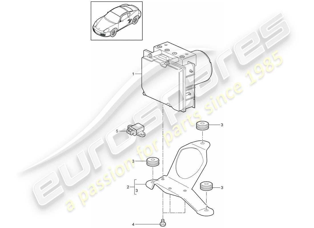 porsche cayman 987 (2011) hydraulic unit part diagram