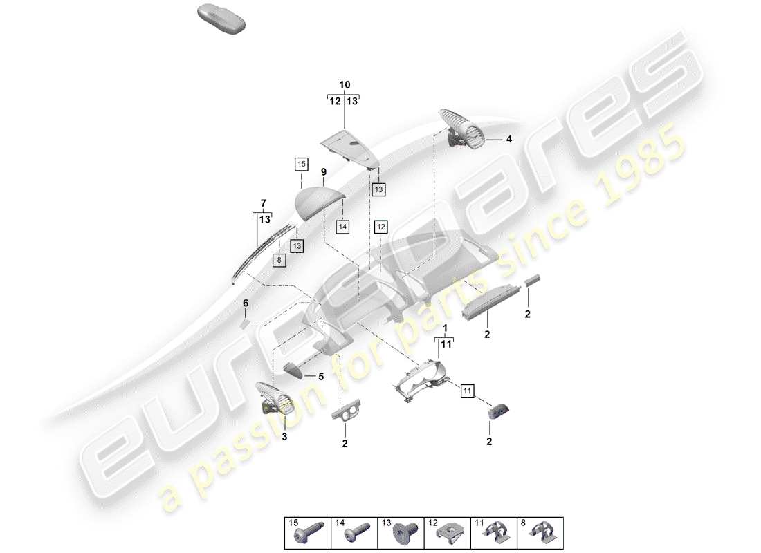 porsche boxster spyder (2019) accessories part diagram