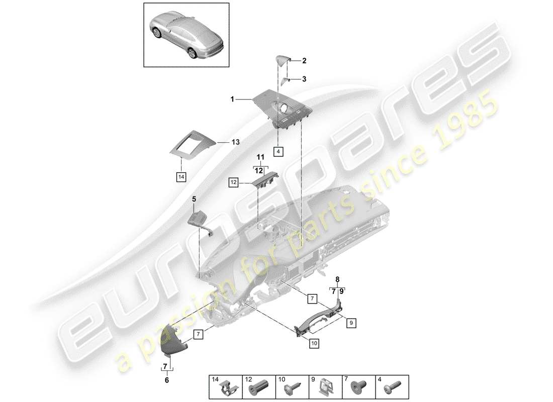 porsche panamera 971 (2018) accessories part diagram