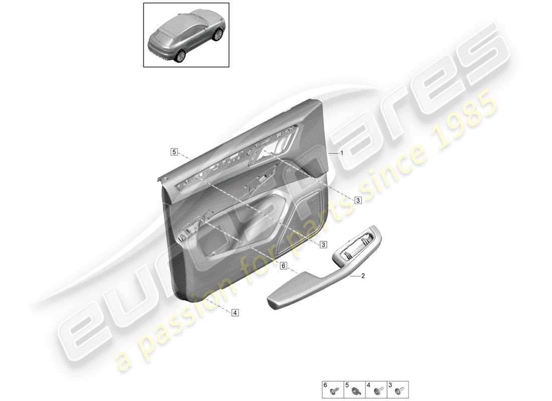 porsche macan (2020) door trim panels part diagram