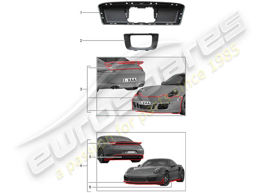 porsche tequipment 98x/99x (2019) aerokit part diagram