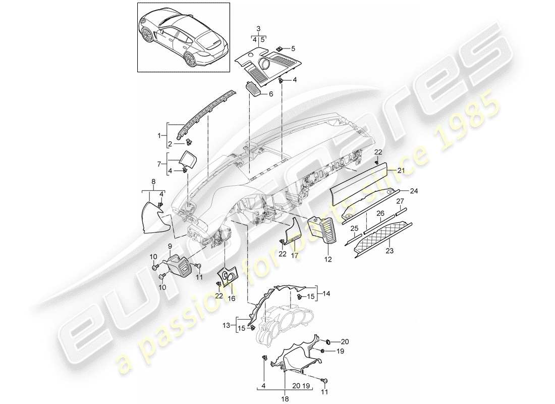 porsche panamera 970 (2010) accessories part diagram