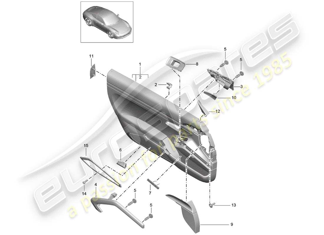 porsche 991 (2013) door panel part diagram