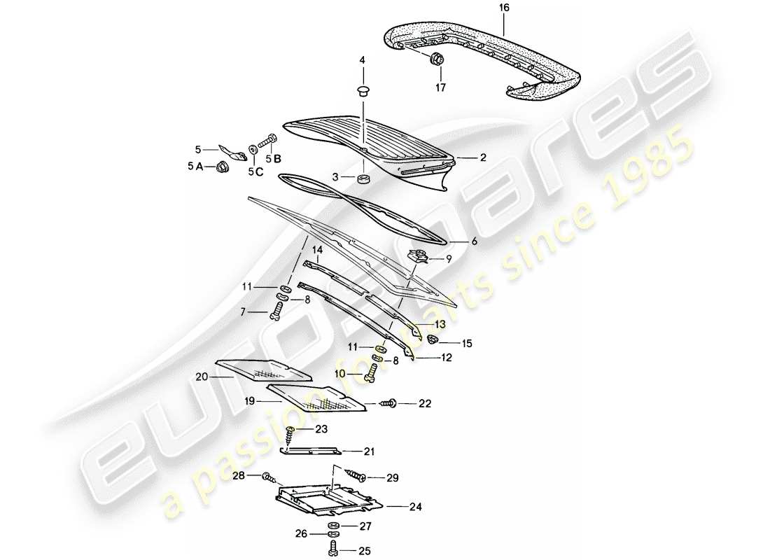 porsche 911 (1988) rear spoiler part diagram