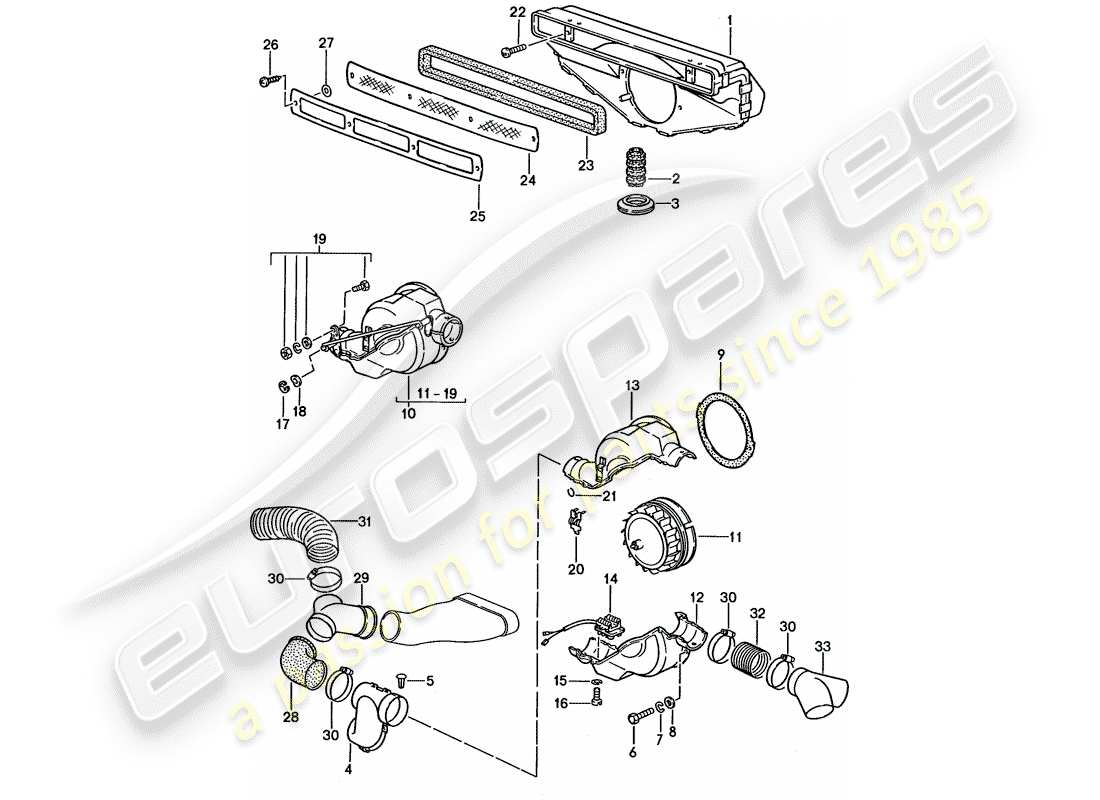 porsche 911 (1988) ventilation - heating system 1 part diagram