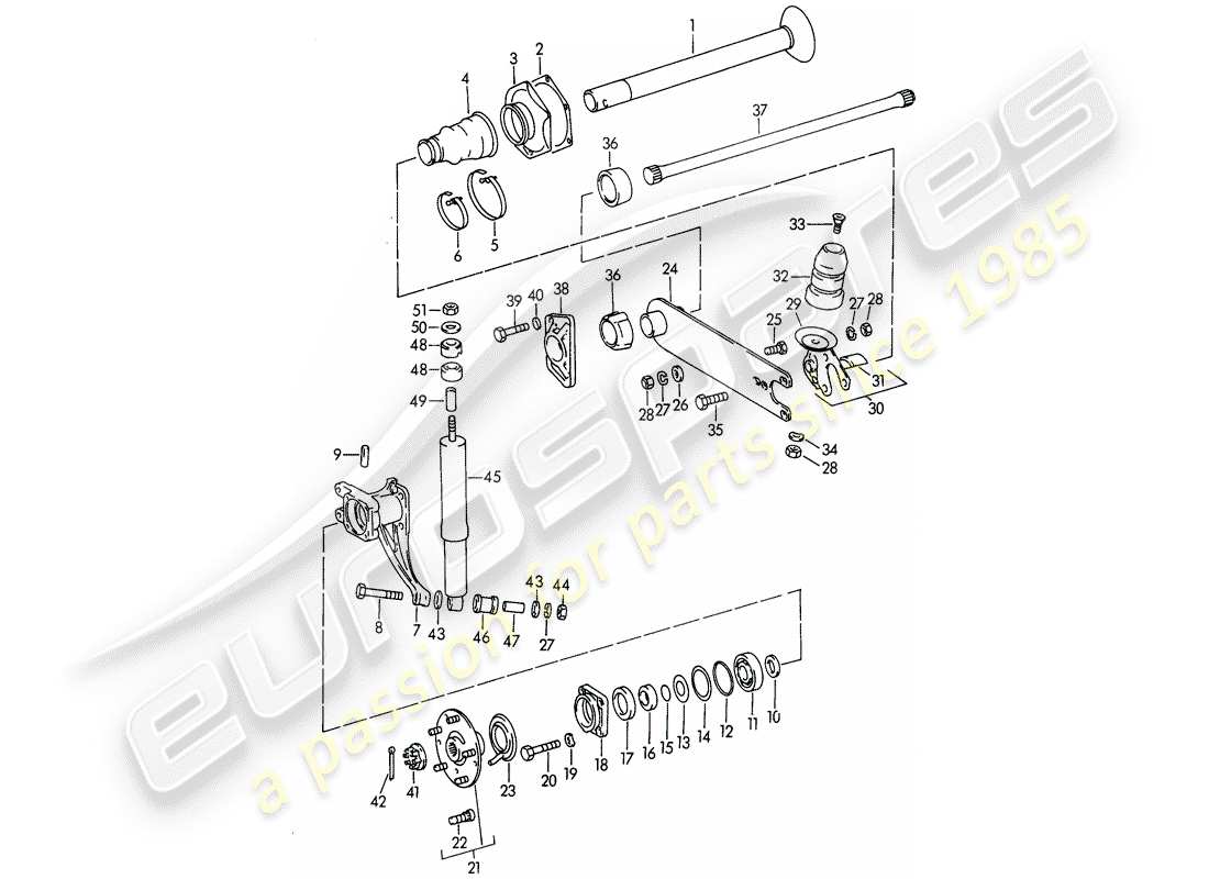 porsche 356b/356c (1965) rear axle part diagram