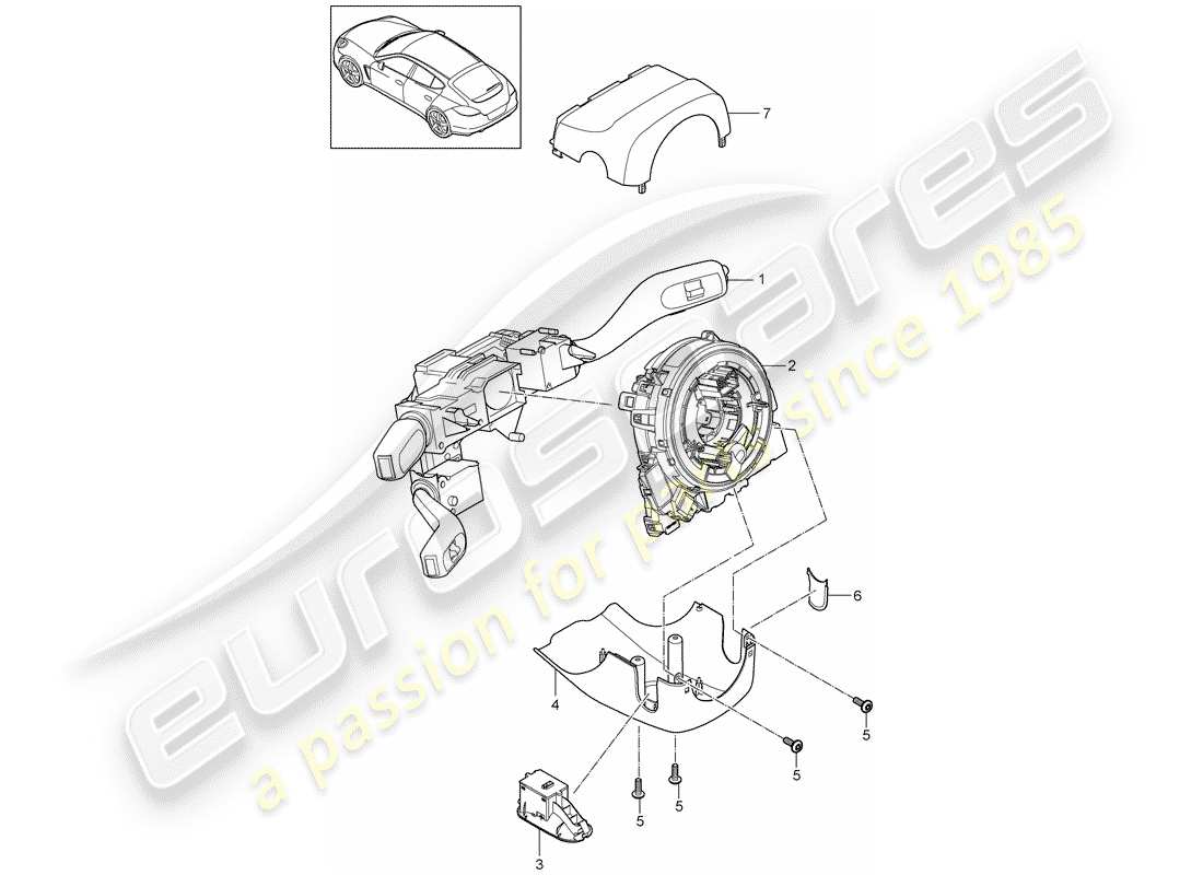 porsche panamera 970 (2012) steering column switch part diagram