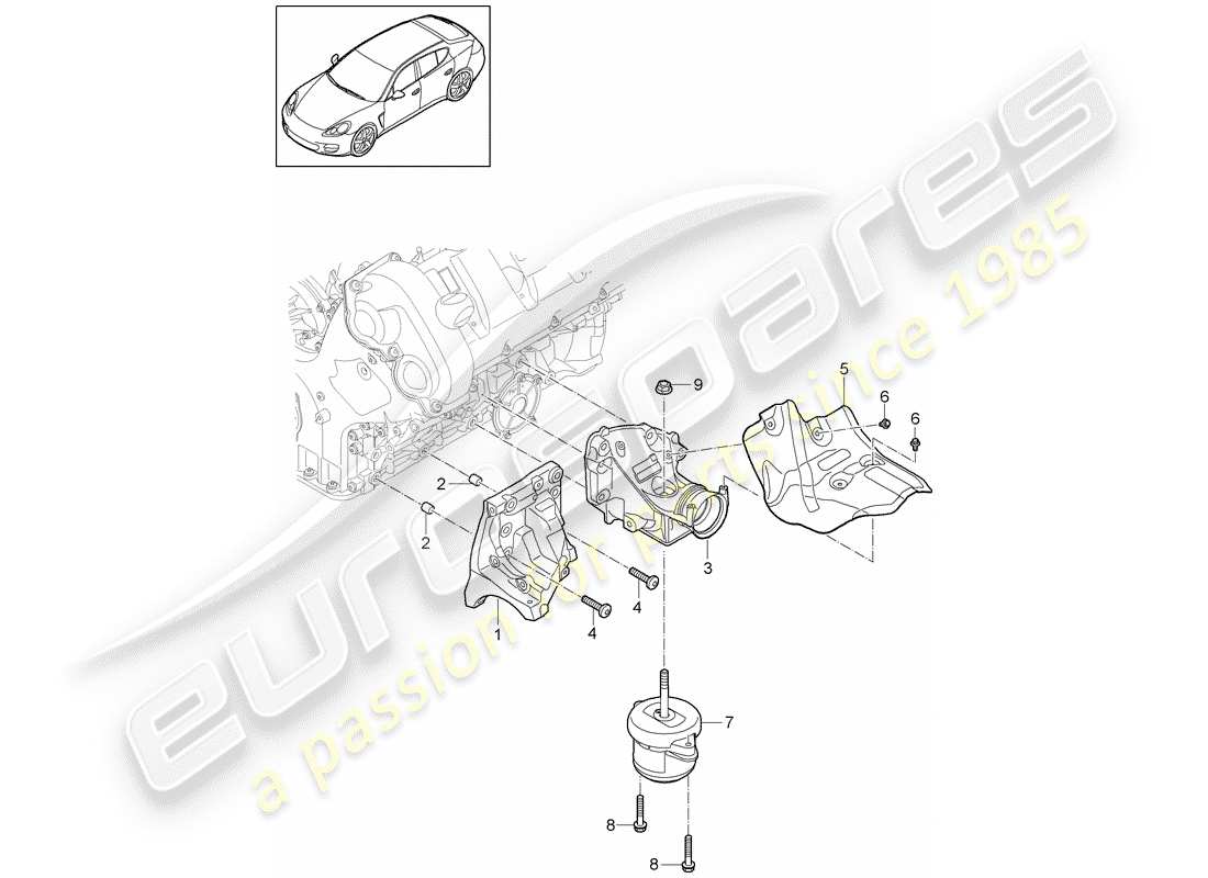 porsche panamera 970 (2012) engine suspension part diagram