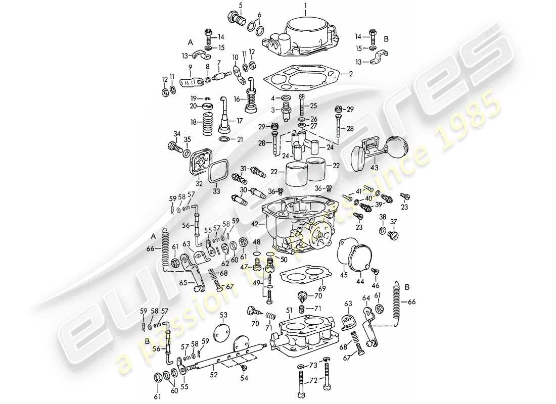 porsche 356b/356c (1964) single parts - for - carburetor - pallas - zenith 32 ndix part diagram