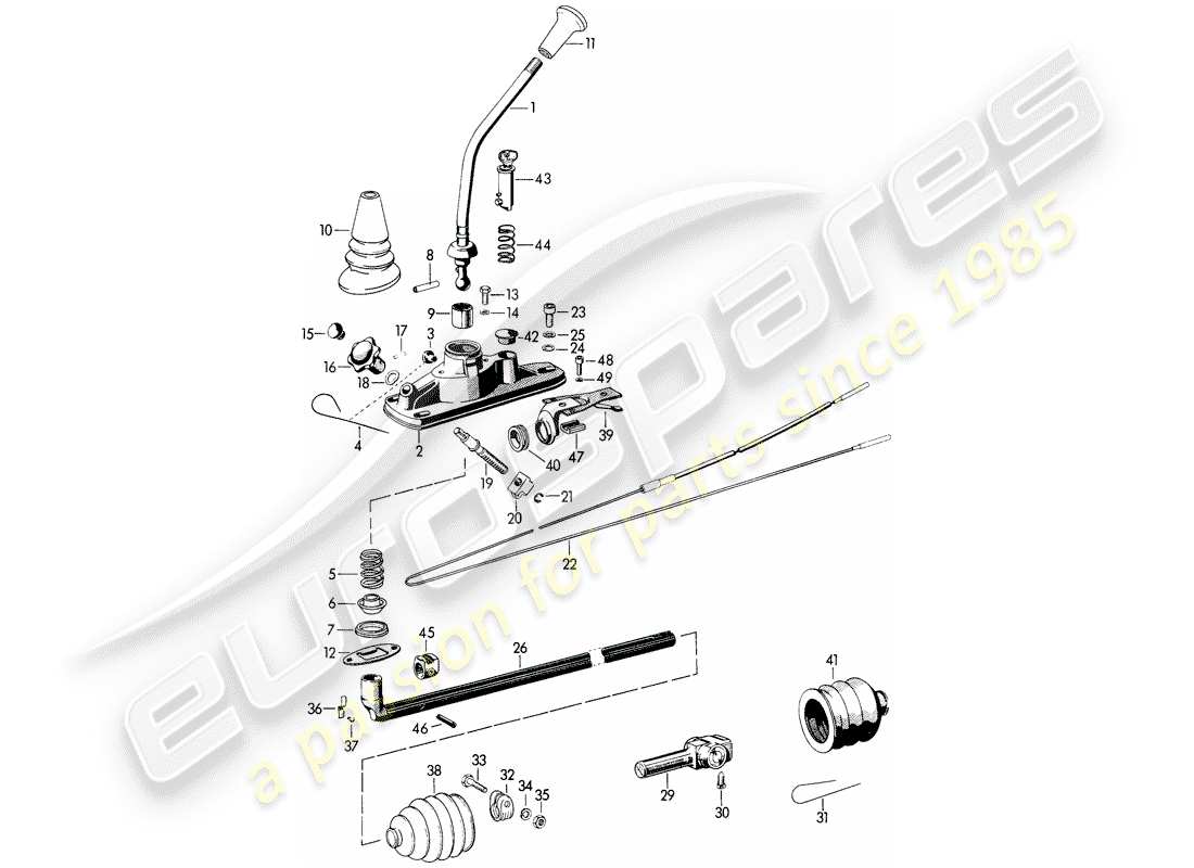 porsche 356b/356c (1965) transmission control part diagram