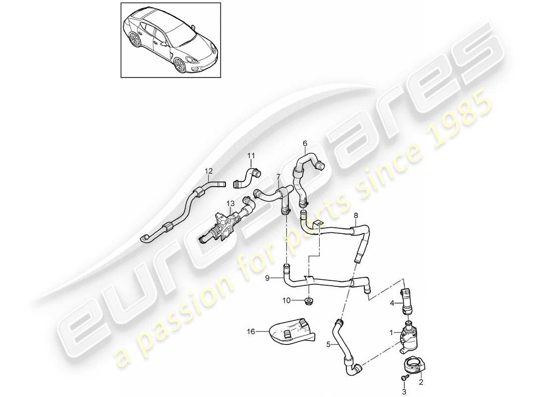 porsche panamera 970 (2012) hot air line part diagram