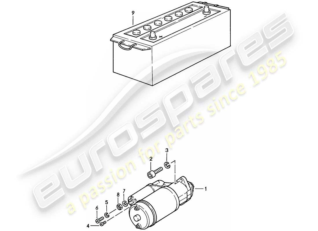 porsche 928 (1986) starter - battery part diagram