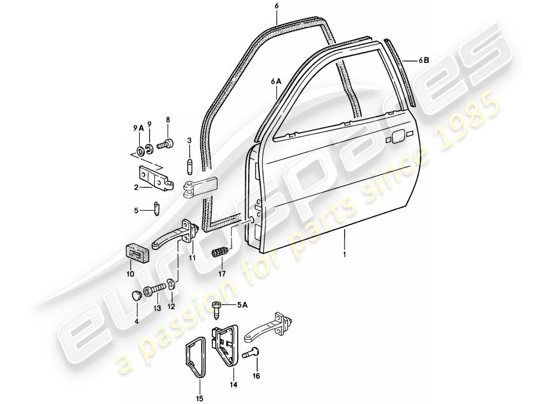 porsche 924 (1978) door part diagram