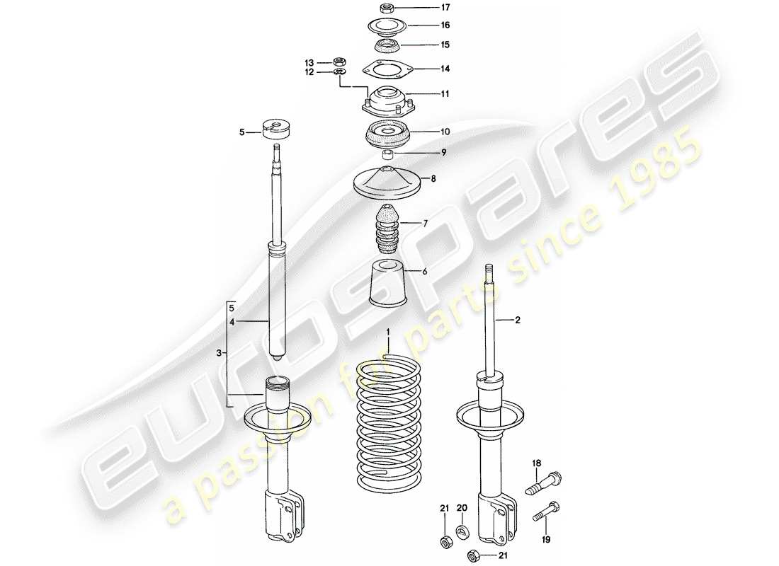 porsche 944 (1983) suspension - shock absorber part diagram