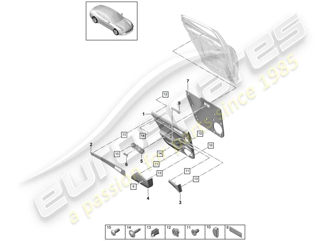 porsche panamera 971 (2017) door panel part diagram