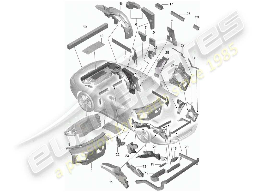 porsche 991 (2014) body shell part diagram