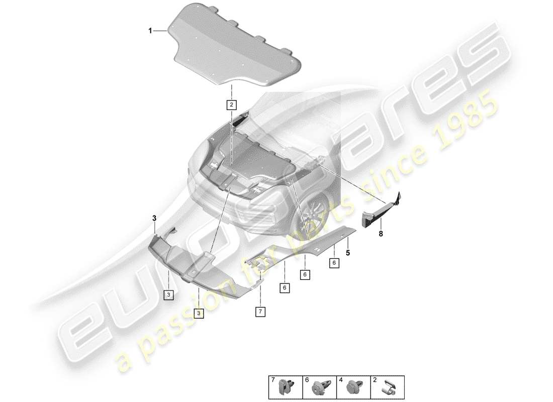 porsche cayenne e3 (2020) sound absorber part diagram