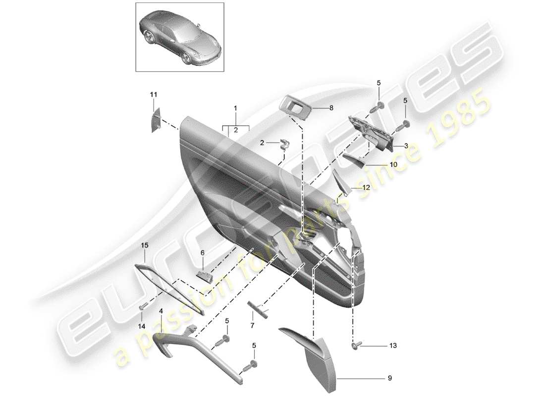 porsche 991 (2015) door panel part diagram