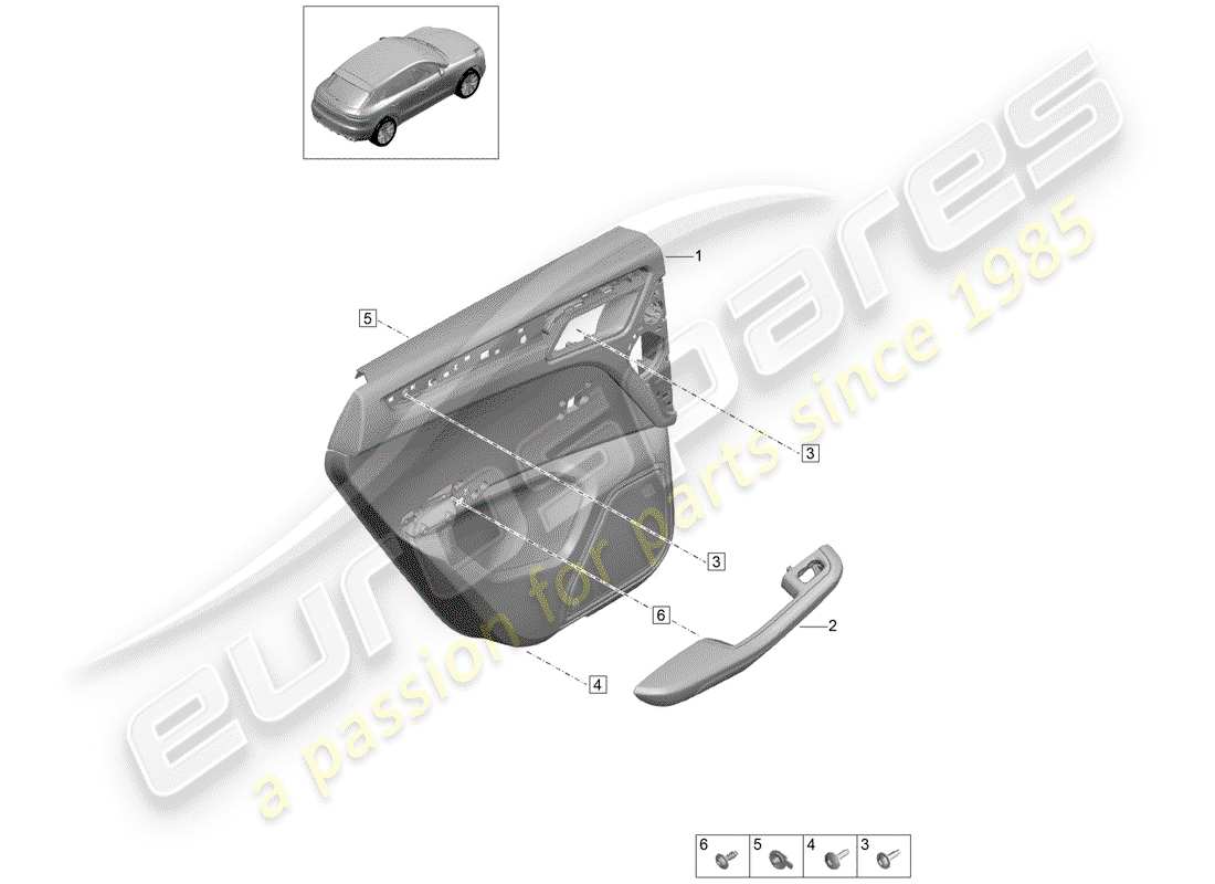 porsche macan (2020) door trim panels part diagram