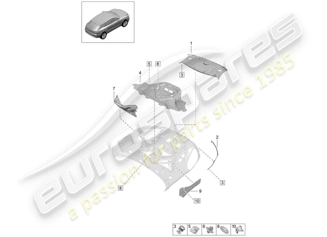 porsche macan (2020) damping for engine compartment part diagram