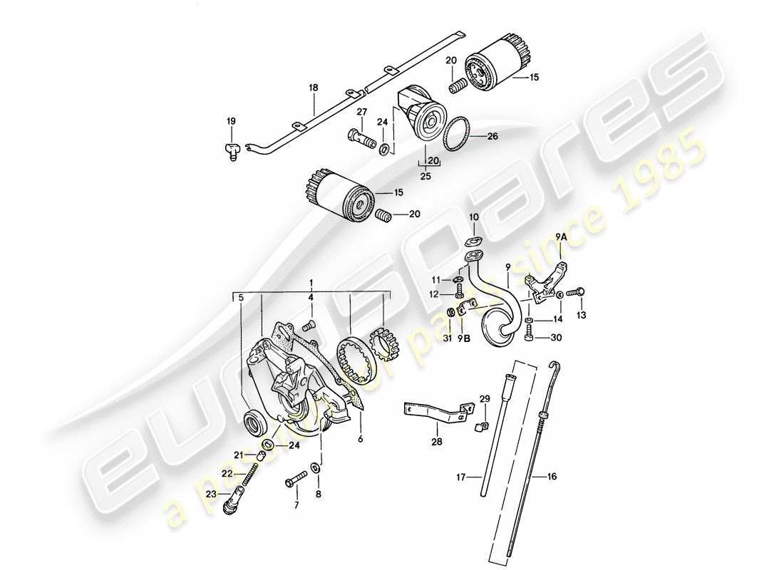 porsche 924 (1977) engine lubrication part diagram