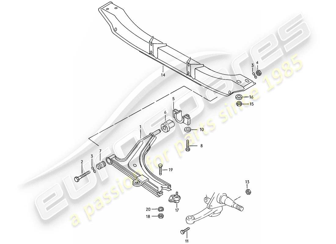 porsche 924 (1977) track control arm - cross member part diagram