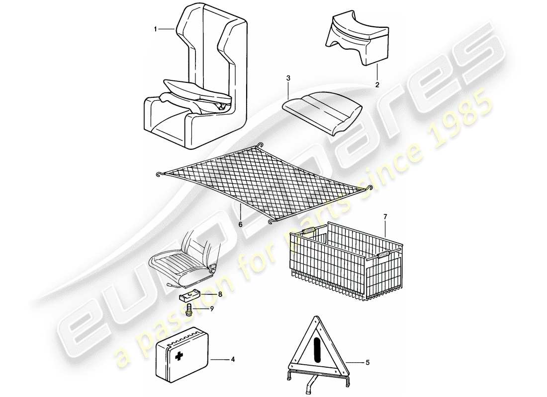 porsche 928 (1986) accessories part diagram