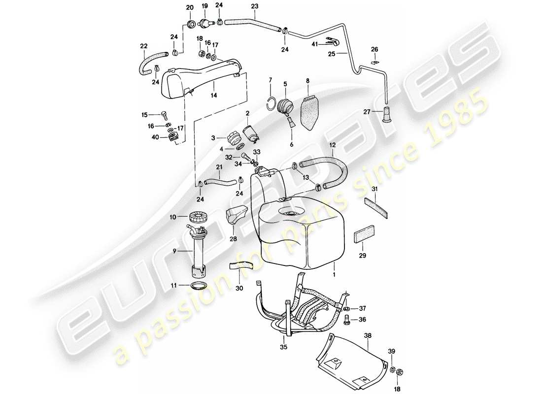 porsche 928 (1986) fuel tank - container part diagram