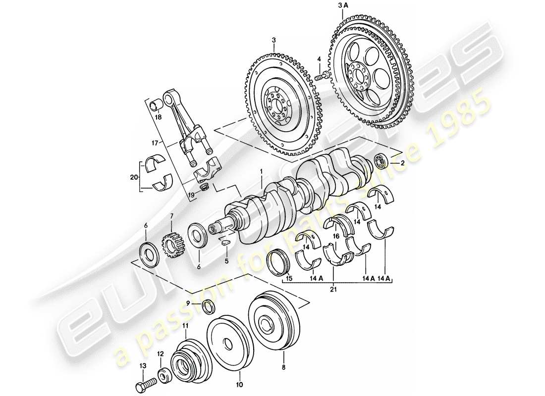 porsche 928 (1986) crankshaft - connecting rod part diagram