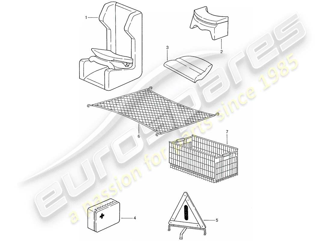 porsche 928 (1987) accessories part diagram