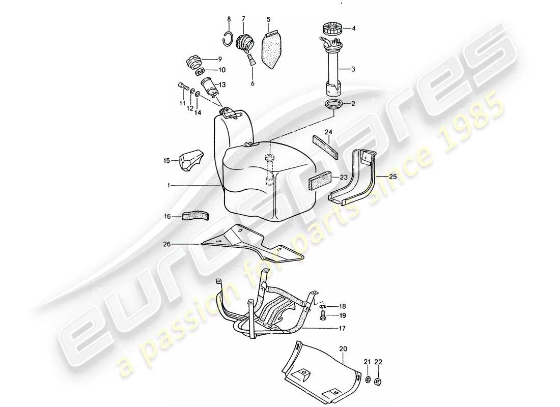 porsche 928 (1987) fuel tank part diagram