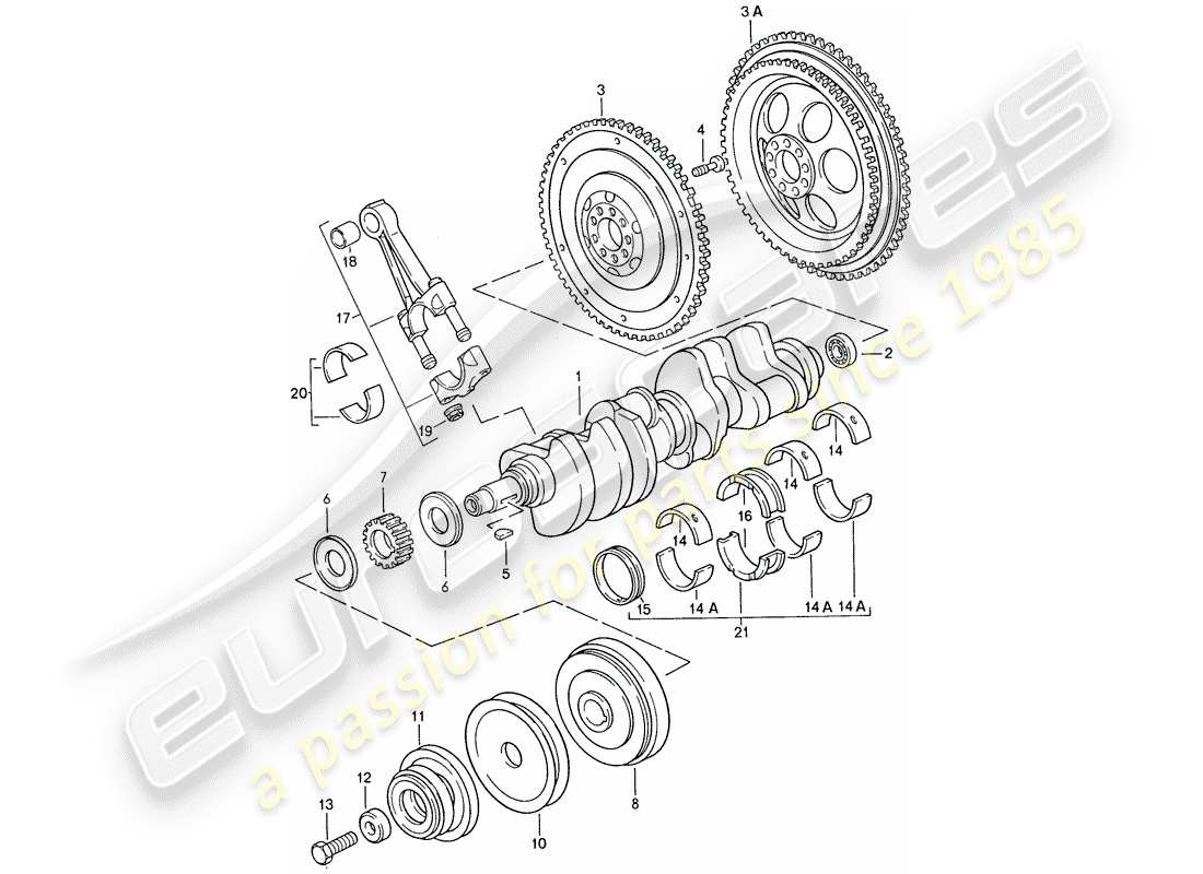 porsche 928 (1987) crankshaft - connecting rod part diagram