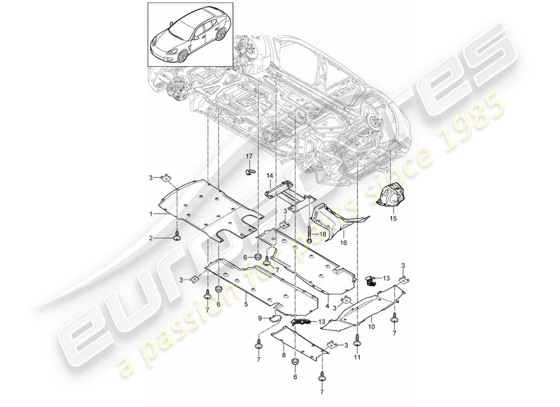 porsche panamera 970 (2012) lining part diagram