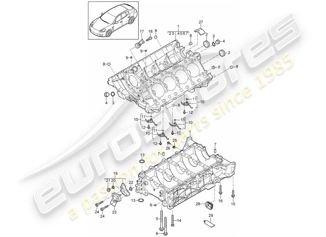 porsche panamera 970 (2013) crankcase part diagram