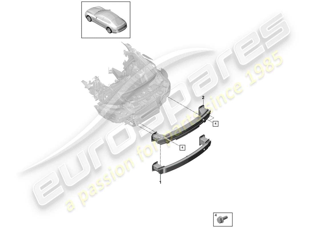 porsche panamera 971 (2018) bumper bracket part diagram